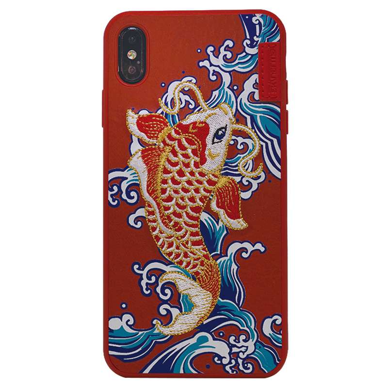 Skinarma 蓝色海浪刺绣鲤鱼iPhone手机壳-新年款图片