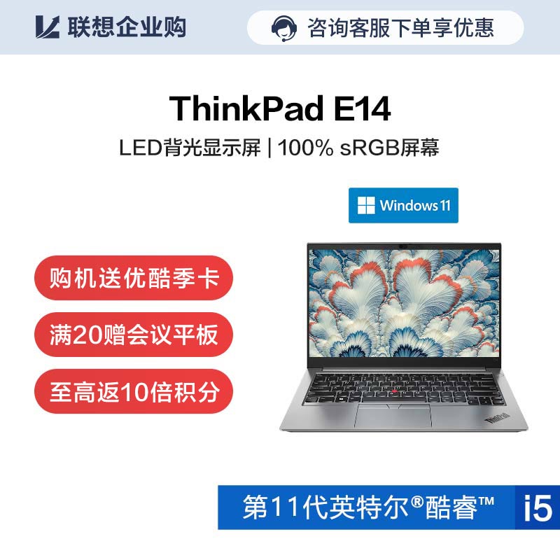 【企业购】ThinkPad E14 2021 酷睿版英特尔酷睿i5笔记本电脑GMCD