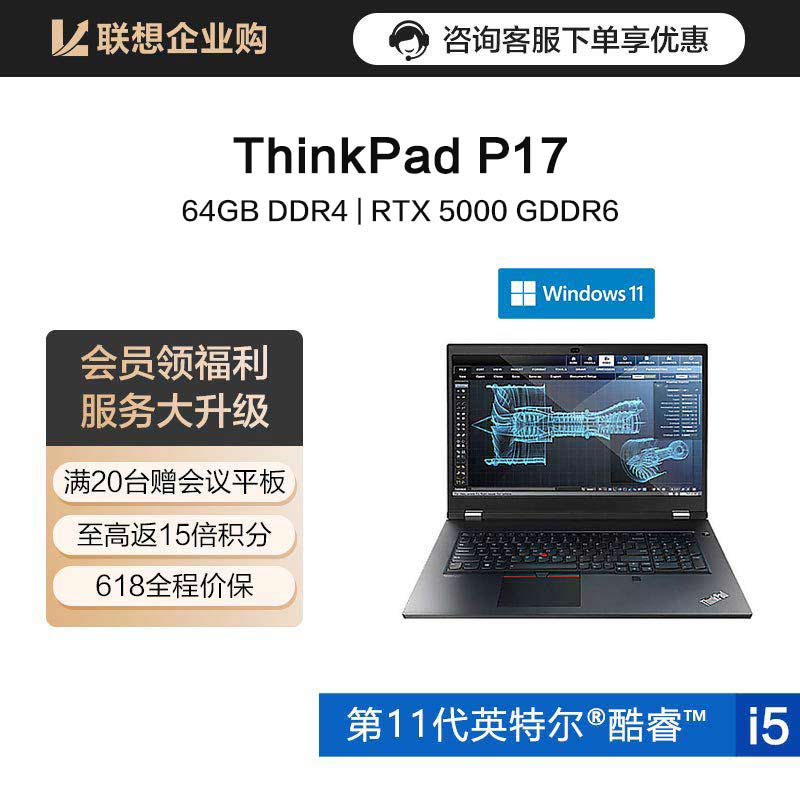 ThinkPad P17 英特尔至强处理器 笔记本电脑 20SNA000CD图片