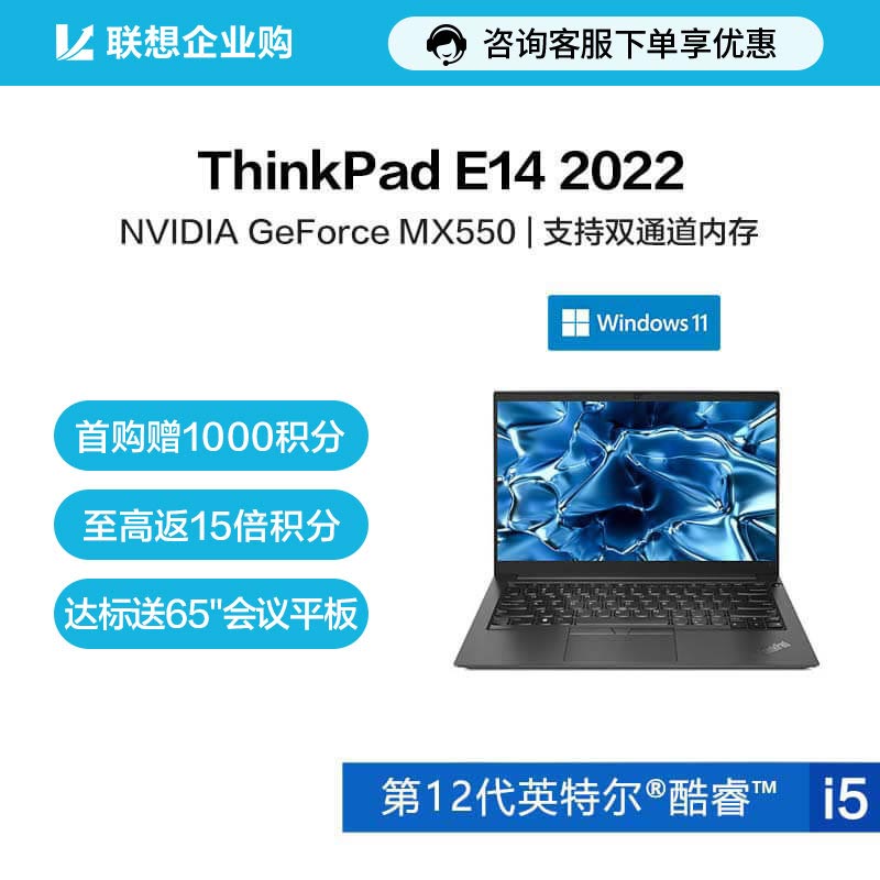 【企业购】ThinkPad E14 2022酷睿版英特尔酷睿i5笔记本电脑 78CD