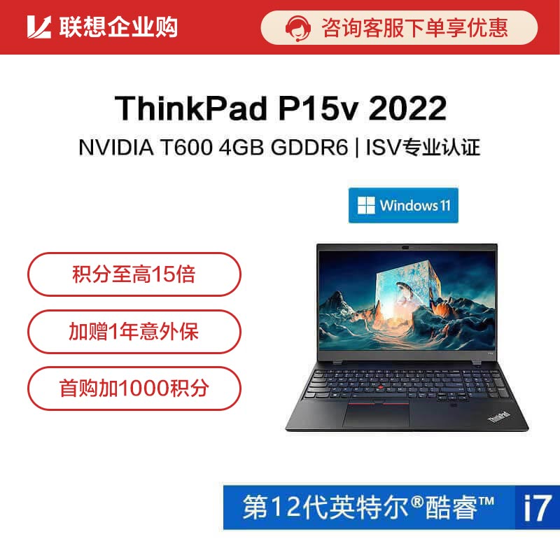 ThinkPad P15v 2022 英特尔酷睿i7 笔记本电脑 09CD图片
