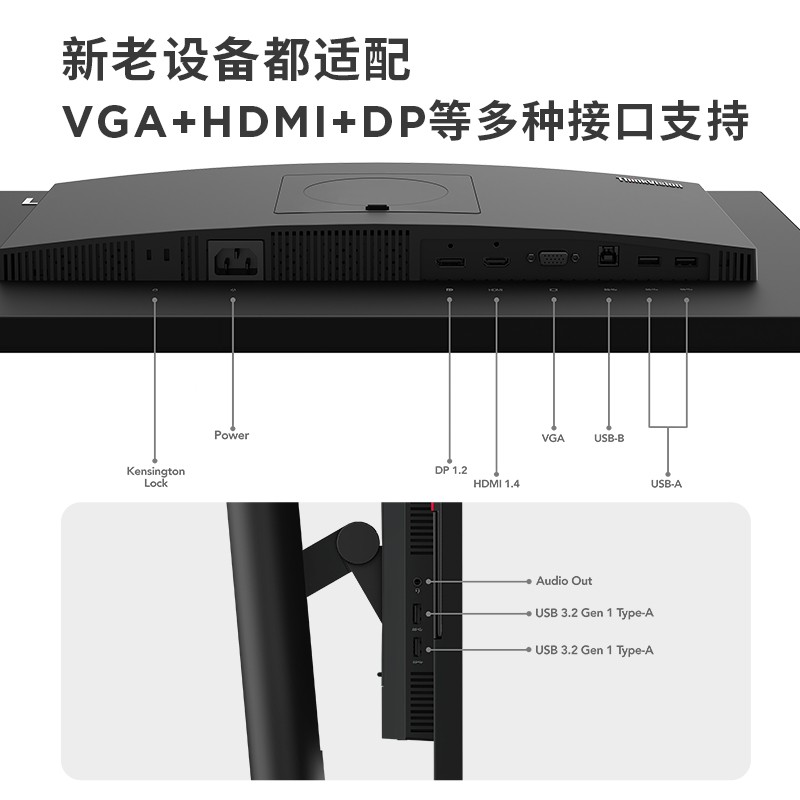 联想/ThinkVision 23.8英寸 超清视频会议屏 护眼显示器 T24v-30图片