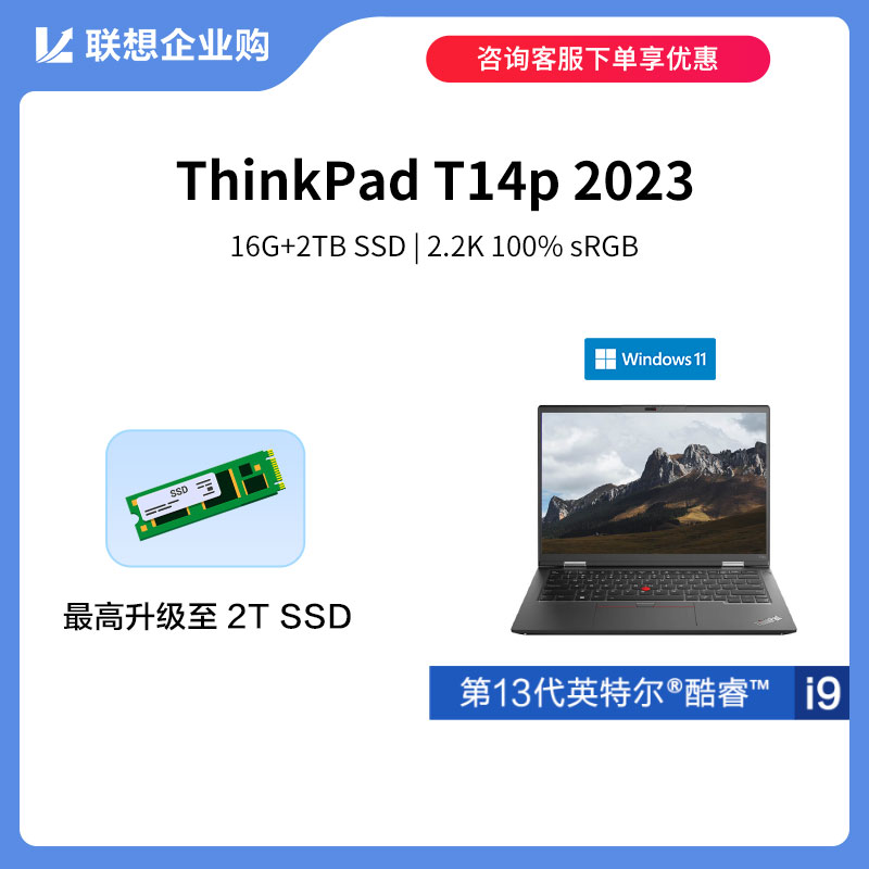 【定制款】ThinkPad T14p 2023 英特尔酷睿i9 高性能工程师本05CD