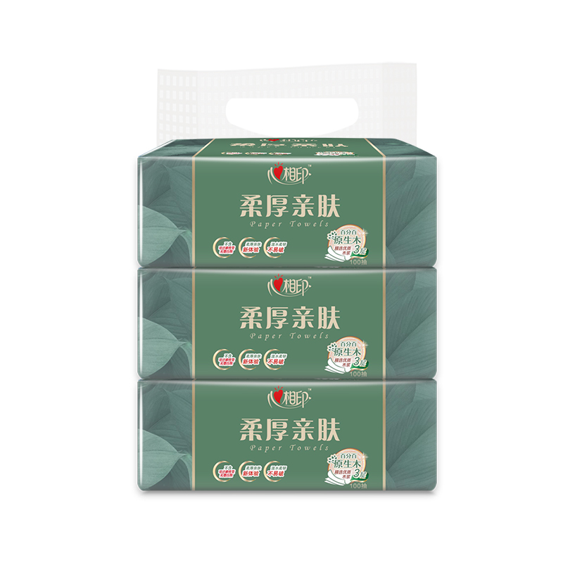 心相印3DT100三层100抽面巾3包*1组（响应减塑，提装散包随机发）