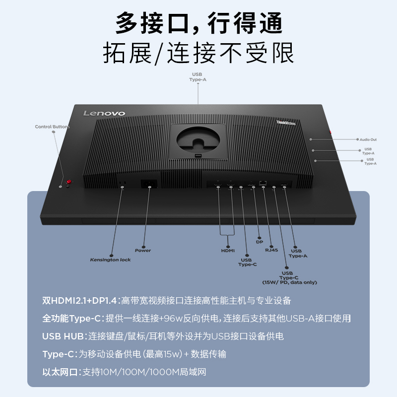 联想ThinkVision 27英寸裸眼3D专业显示器 4K 支持壁挂图片