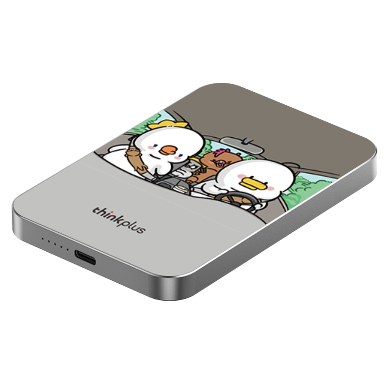 thinkplus超薄磁吸无线充电宝5000毫安金属银图片